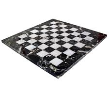 Luxury Black Zebra & White Marble Chess Set with Custom Black or White Border Variants