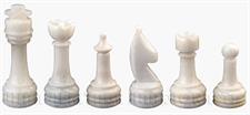  White & Coral Marble Natural Stone Chess Set With Rustic Series Chess Pieces 