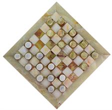 Luxury Green Onyx and White Onyx Checkers Set – Handcrafted Stone Game Board for Elegant Play