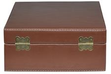 Chocolate Brown PU Leather Storage Box for Green Onyx Wine Glasses | Stylish & Durable Organizer 