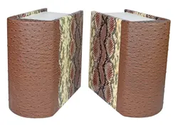 Brown and Tan Snakeskin Pattern Book Shaped Companion Urn for Couple’s Ashes – Dual Chamber Memorial Keepsake for Husband and Wife
