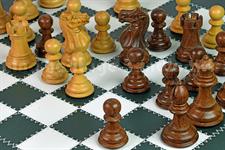 Premium Leather Chess & Backgammon Board – Zig Zag Stitching, Crown & Castle Series Wooden Staunton Chess Pieces, Brass Checkers & Faux Leather Storage Box