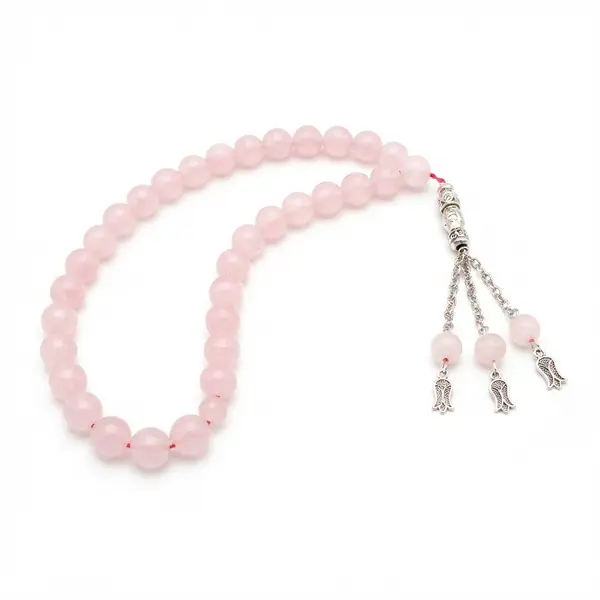 Pink Dur-e-Najaf Stone Tasbih – 34 Beads, 10mm