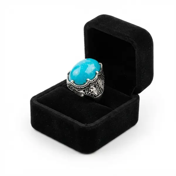 Premium Natural Turquoise Ring – 20g Italian Silver
