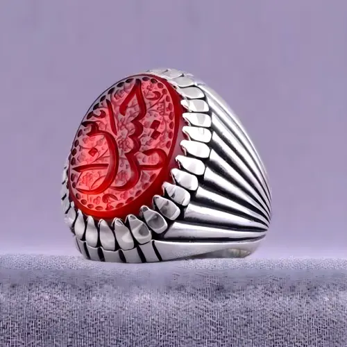 Genuine Red Aqeeq Ring