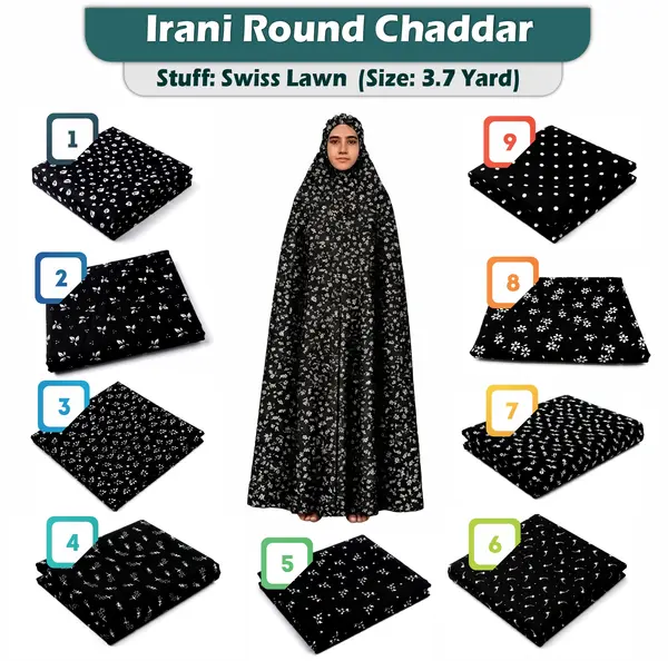 Jet Black Swiss Lawn Irani Chaddar