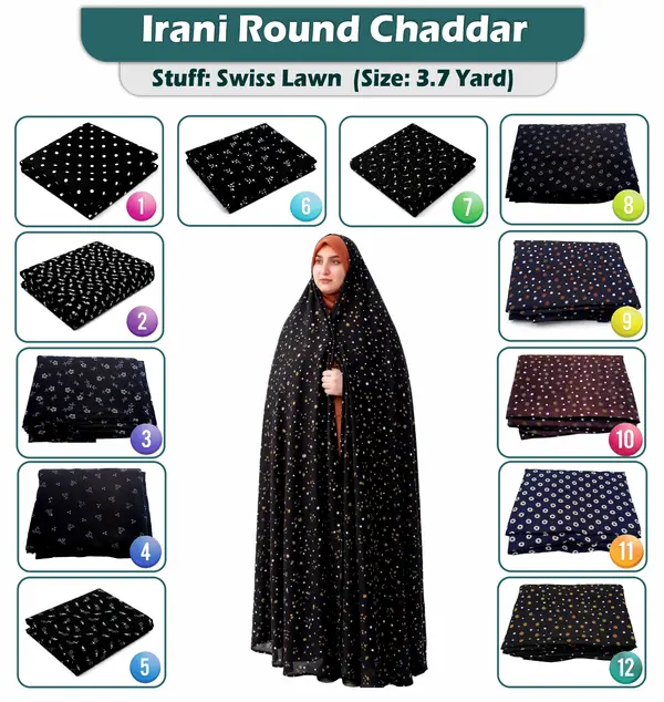 Jet Black Swiss Lawn Irani Chaddar