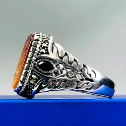 Genuine Yellow Yemeni Aqeeq Ring