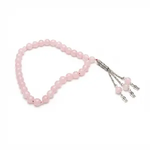 Pink Dur-e-Najaf Stone Tasbih – 34 Beads, 10mm