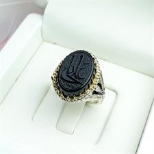 Black Aqeeq Ring Silver