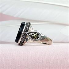 Black Aqeeq Ring Silver