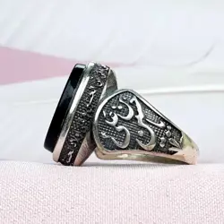 Genuine Black Aqeeq (Agate) Ring