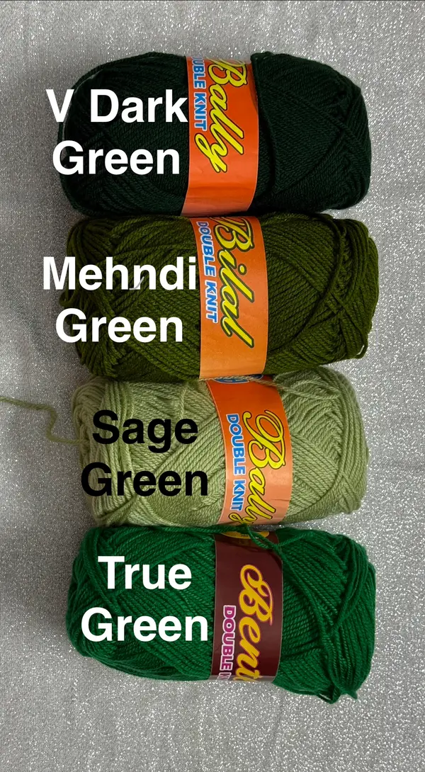 Shades of Green (Local 4 ply Acrylic Yarn)