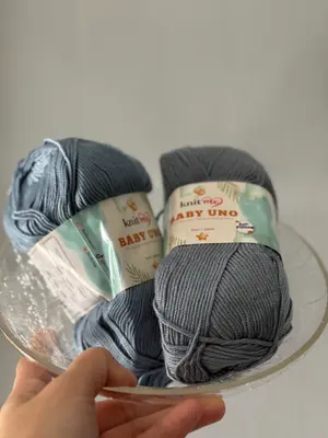 Knitme Baby Uno Soft  Whale Gray vs Metal Gray(Imported Turkish Yarn)