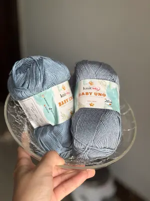 Knitme Baby Uno Soft  Whale Gray vs Metal Gray(Imported Turkish Yarn)
