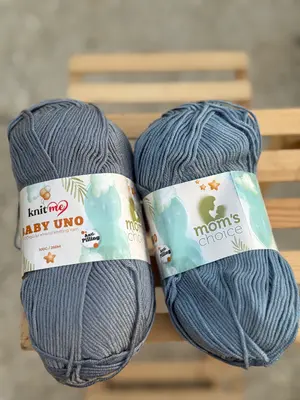 Knitme Baby Uno Soft  Whale Gray vs Metal Gray(Imported Turkish Yarn)