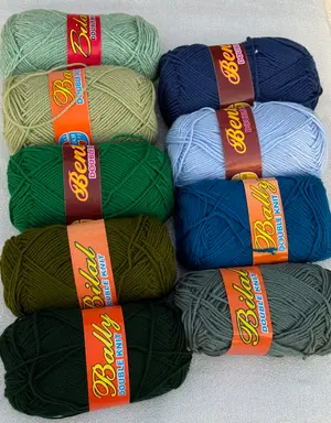 Shades of Green and Blue (Local 4 ply Acrylic Yarn)
