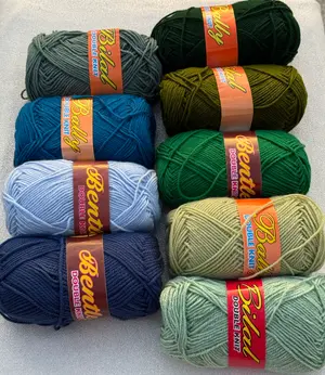 Shades of Green and Blue (Local 4 ply Acrylic Yarn)
