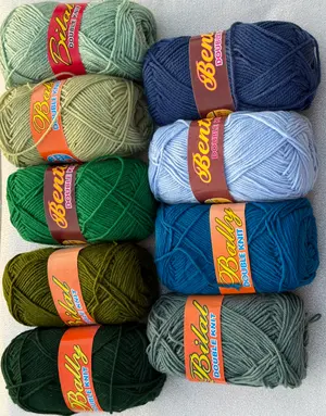 Shades of Green and Blue (Local 4 ply Acrylic Yarn)