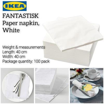 Ikea paper napkin 100 napkins white