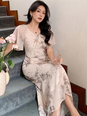 Shein DAZY Floral Print Mid-Length Elegant Dress For Women, Spring/Summer