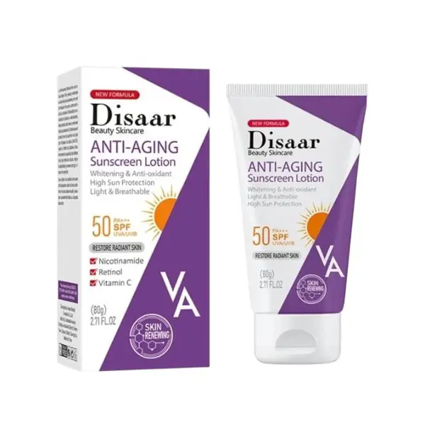 Disaar VA Anti-Aging Sunscreen Lotion SPF 50 PA+++ – Advanced UVA/UVB Protection & Youthful Skin
