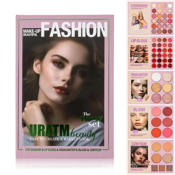 URATM Beauty Fashion 5 Pages Book Palette – Eyeshadow, Lip Gloss, Highlighter, Blush & Contour