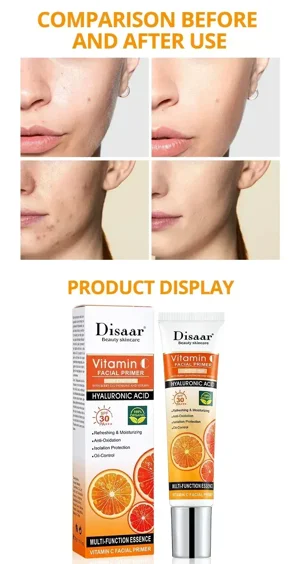 Disaar Vitamin C Hyaluronic Acid Facial Primer SPF 30 PA+++ 30g – Glow, Hydrate & Protect