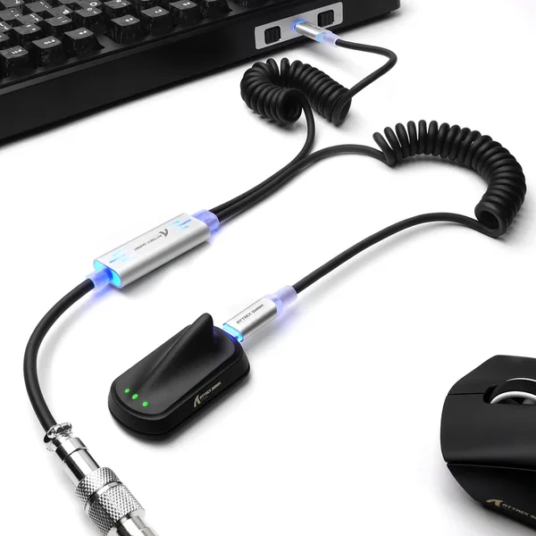 Attack Shark C08 2 in 1 Custom Aviation Coiled Cable - Black - White 