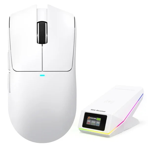 Attack Shark X11 Pro V2 Wireless Gaming Mouse with TFT Display Charging Dock - White 
