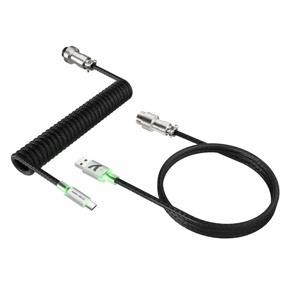 Attack Shark C01 Coiled Cable - Black - White - Gray - Gradient Pink 