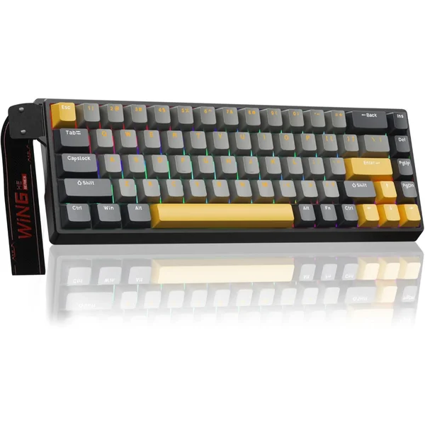 Aula Win68 HE Max Mechanical Wired Magnetic Keyboard Wing Chun Magnetic Switch - Black+Yellow+Grey