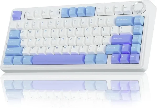 Aula F75 Mechanical Wireless Gaming Keyboard Star Vector Switch - White + Blue + Purple 