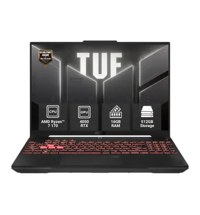 Asus TUF A16 FA607NUQ AMD Ryzen 7 170 16GB 512GB SSD 16'' WUXGA Display RTX 4050 6GB Backlit KB Windows 11 Mecha Gray