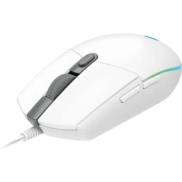 Logitech G203 Lightsync Gaming Mouse – RGB Lighting, 8K DPI, Wired, High-Performance (White)