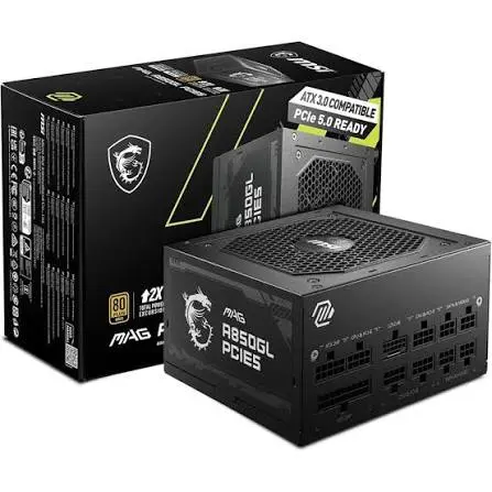 MSI MAG A850GL 850W 80 Plus Gold PCIE5 Gaming Power Supply 