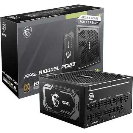MSI MAG A1000GL 1000W PCIE5 80 Plus Gold Power Supply 