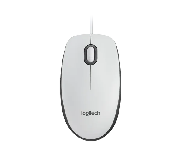 Logitech M100 USB Mouse - White