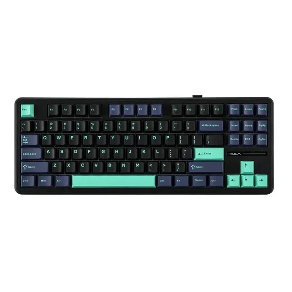 Aula F87 Mechanical Wireless Keyboard Greywood Switch V4 - Black+Cyan+Blue