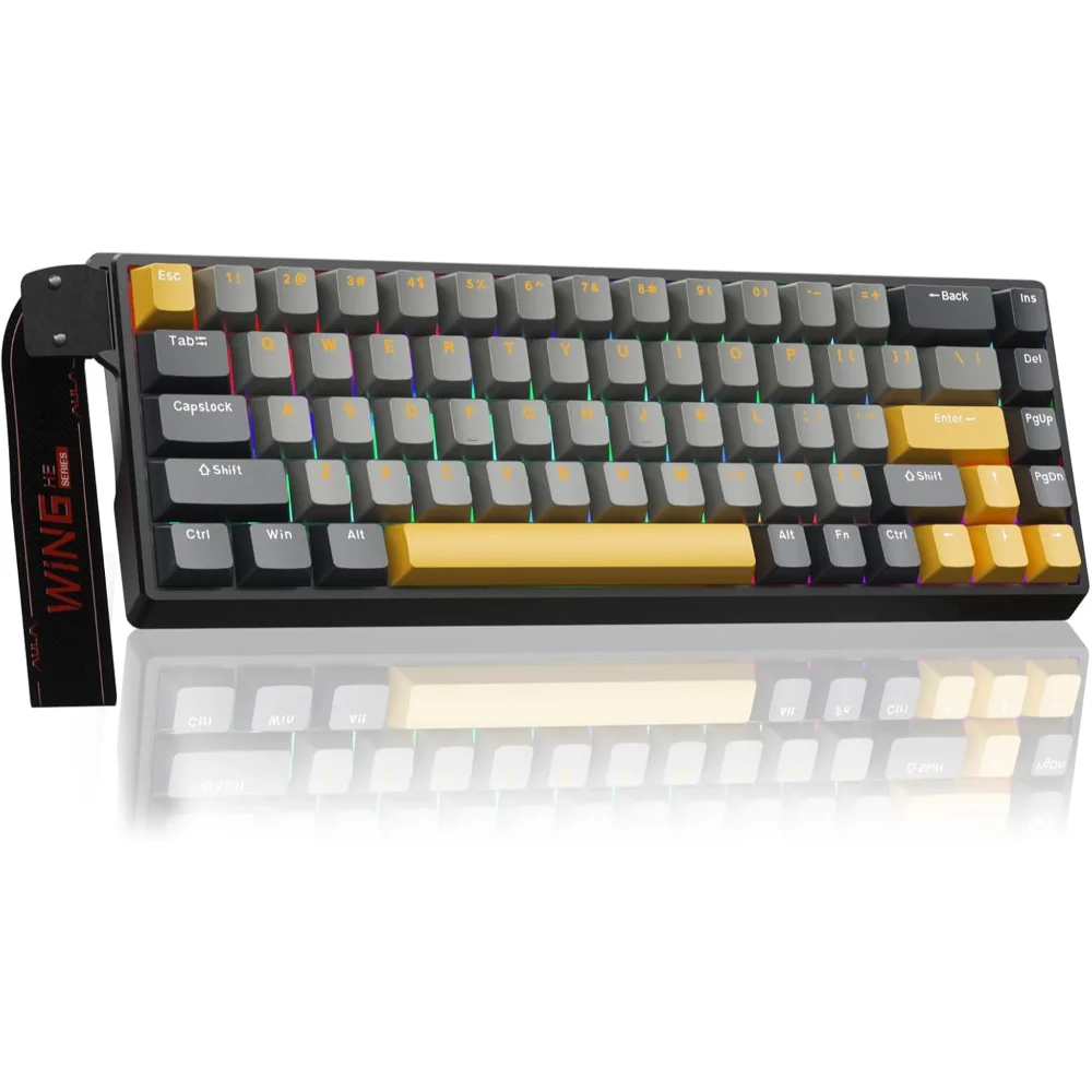 Aula Win68 HE Max Mechanical Wired Magnetic Keyboard Wing Chun Magnetic Switch - Black+Yellow+Grey