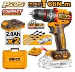 INGCO-Compact Brushless  Cordless Impact Drill -CIDLI20668