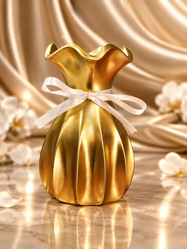 Golden Fluted Decorative Vase