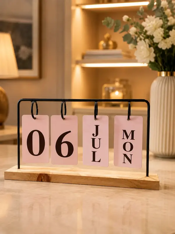 Minimalist Metal and Wood Desk Calendar