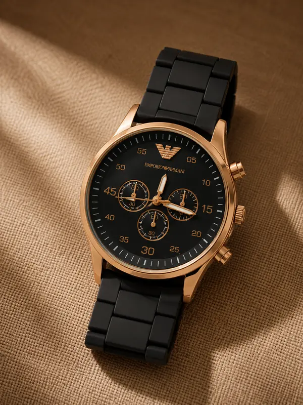 Emporio Armani Watch For Men- Rose Gold Black Edition