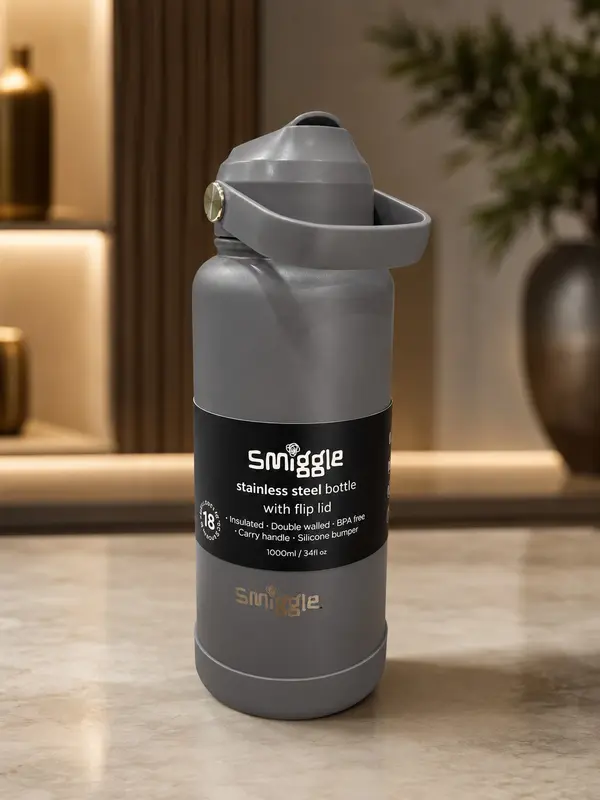 Smiggle Grey Vacuum Insulated Water Bottle