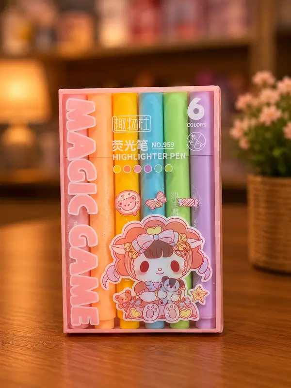 6-Color Aesthetic Highlighter Set