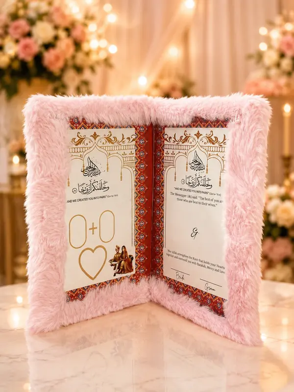 Pink Fur Trimmed Nikkah Book
