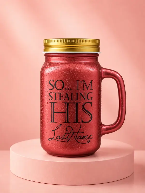 Red Ceramic Mason Jar Mug 