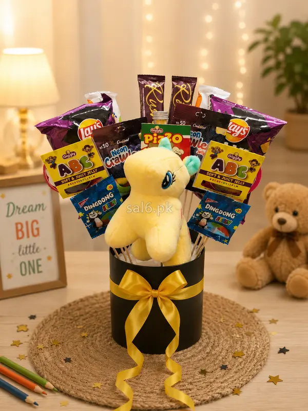 Snack Bouquet with Plush Toy