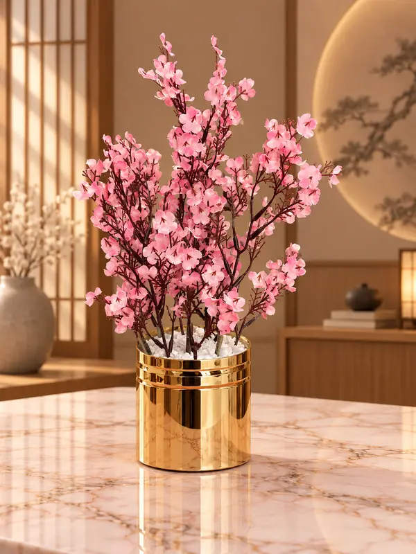 Luxury Deep Pink Golden Pot